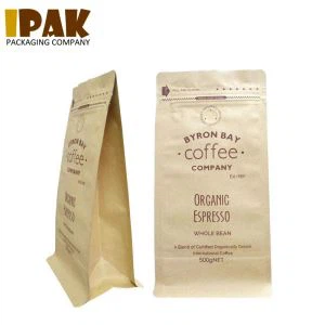 Custom Kraft Paper Coffee Bag Flat Bottom